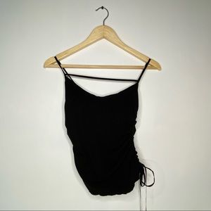 Limite Black Stretch 90’s Spaghetti Strap Tank Top With Ruched Sides Size M